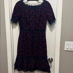 Chic Women's Formal Dress in Navy and Red